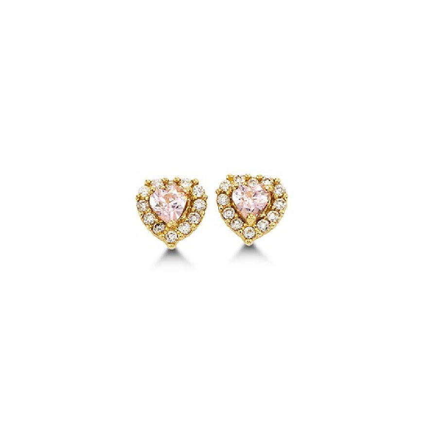 14K Yellow Gold
October birthstone
Pink Tourmaline
Heart w/ Cubic Zirconia
SKU:EAR-00989