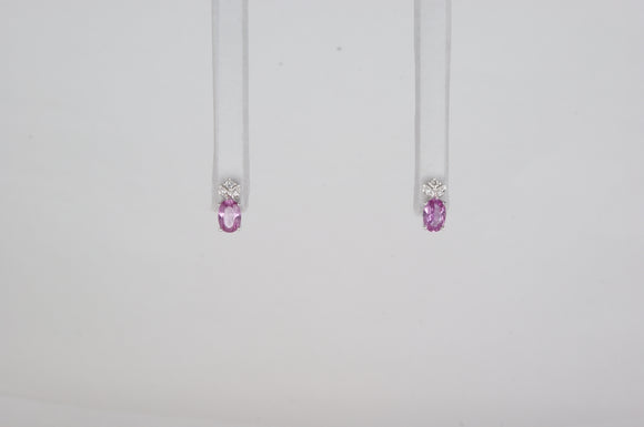 14k White Gold Pink Sapphire Diamond Earrings Availabel at The Vault Fine Jewellery 
