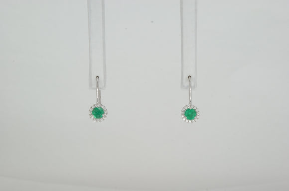 18k White Gold Emerald Diamond Earrings Availabel at The Vault Fine Jewellery 
