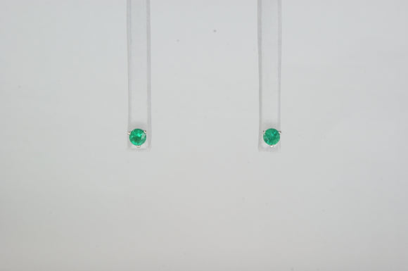 14k White Gold Emerald Diamond Earrings Availabel at The Vault Fine Jewellery 
