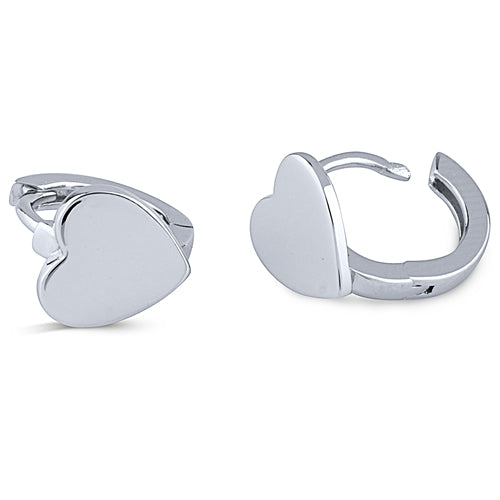 Sterling Silver Heart Huggie Earrings