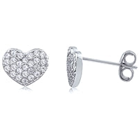 Sterling Silver Heart Earrings with Cubic Zirconia