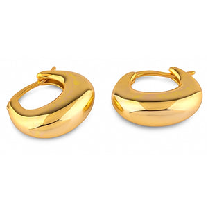 Gold Plated Puffed Huggie Hoop Earrings