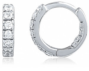Sterling Silver XS Huggie Earrings with Cubic Zirconia
