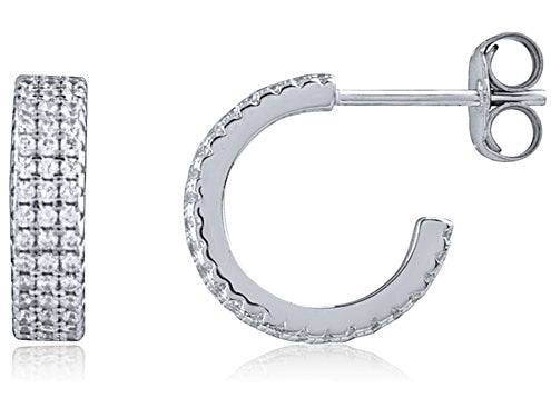 Sterling Silver Small Huggie Stud with Cubic Zirconia