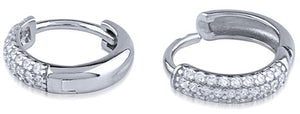 Sterling Silver Small Huggie Earrings with Cubic Zirconia