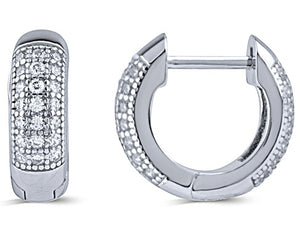 Sterling Silver Huggie Earrings with Cubic Zirconia