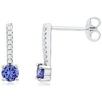 White & Blue Cubic Zirconia Drop Stud Earrings