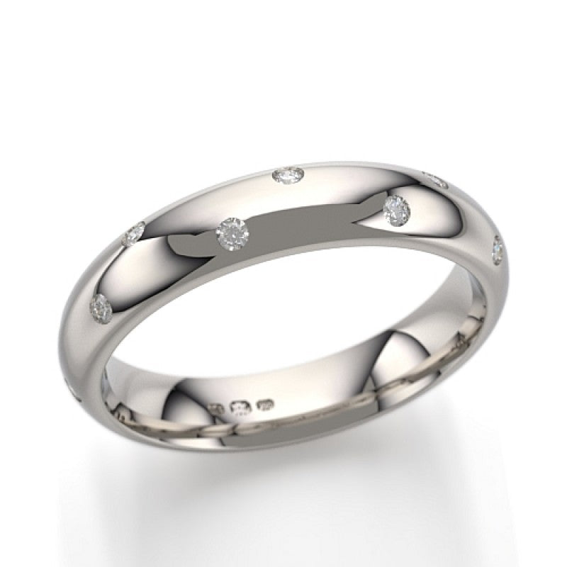 14k White Gold Gypsy Set Diamond Ring | 0.10ctw