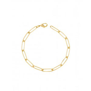 Gold Plated Sterling Silver Paperclip Bracelet 7"