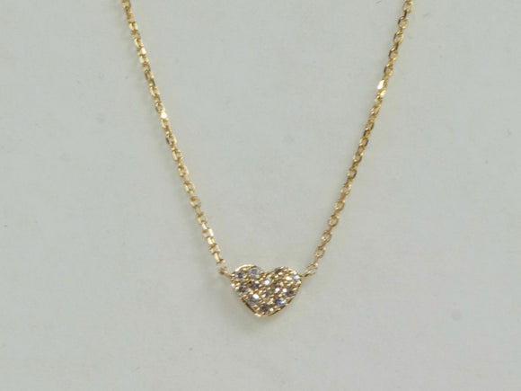 14K Yellow Gold Genuine Diamond Heart Necklace by Miss Mimi | 16