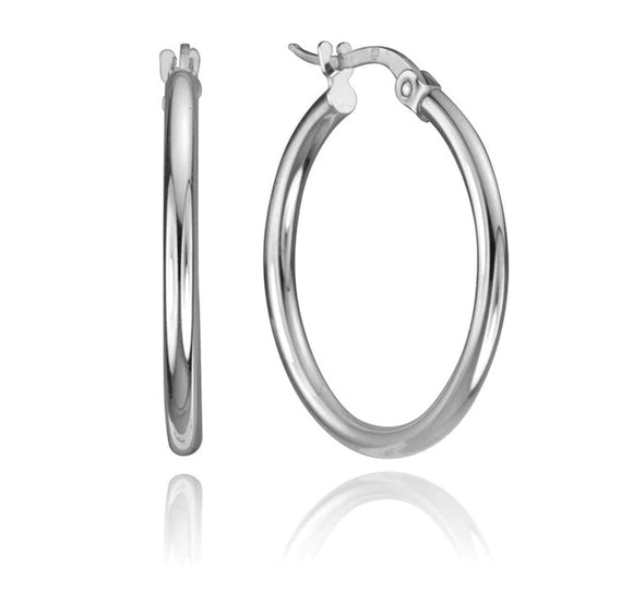 10K White Gold Small Hoop Earrings - Mary Jewelry