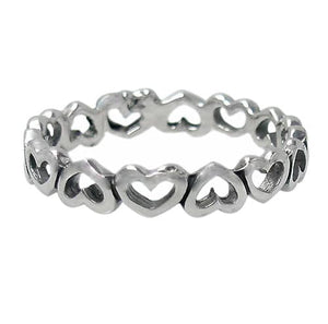 Sterling Silver Hearts Eternity Ring