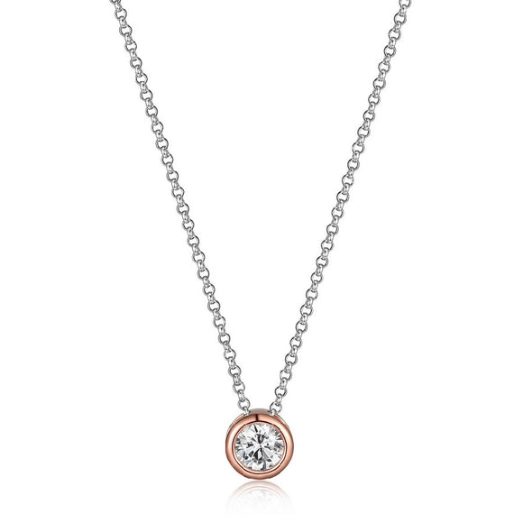Sterling Silver Rose Gold Plated Cubic Zirconia Necklace Elle Availabel at The Vault Fine Jewellery 