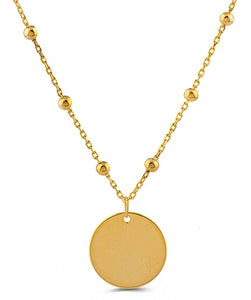 Gold Plated Necklace with Engravable Disc
