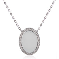 Sterling Silver Oval Pendant Necklace | 16”+2”