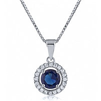 Sterling Silver Blue and White Cubic Zirconia Pendant