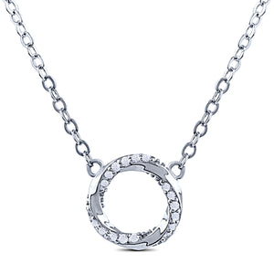 Sterling Silver Circle Necklace with Cubic Zirconia