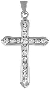 Sterling Silver Cubic Zirconia Cross Crucifix Pendant Availabel at The Vault Fine Jewellery 