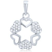 Sterling Silver Heart Pendant with Cubic Zirconia