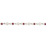 18K White Gold Diamond & Ruby Tennis Bracelet | 7"