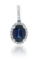 18K Blue Sapphire and Diamond Pendant