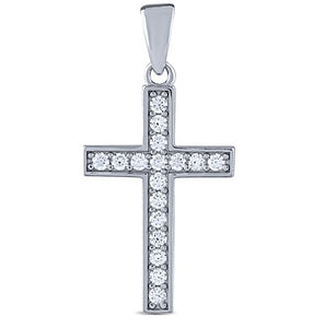 Sterling Silver Cross Pendant with Cubic Zirconia