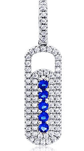 Sterling Silver Blue and Clear Cubic Zirconia Pendant | 16"
