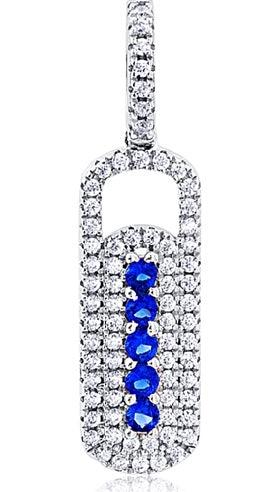 Sterling Silver Blue and Clear Cubic Zirconia Pendant | 16