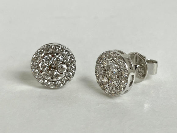 1.14ctw Diamond Cluster Stud Earrings