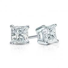 Sterling Silver Princess Cut Cubic Zirconia Stud Earrings