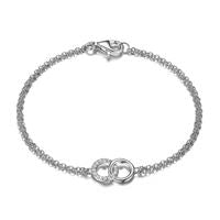 Sterling Silver Interlocking Double Circle Bracelet by Reign