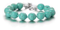 Sterling Silver Simulated Turquoise Bead Bracelet by ELLE