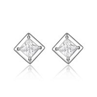 Sterling Silver Princess Cut Cubic Zirconia Studs by ELLE