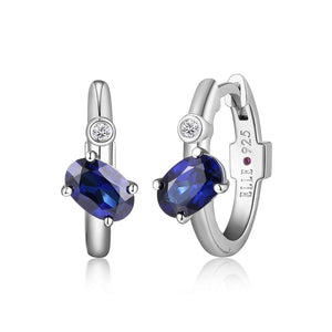 Sterling Silver "Blue Star" Hoop Earrings by ELLE