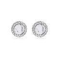Sterling Silver 6mm Genuine Howlite Stud Earrings by ELLE – "Nautical" Collection