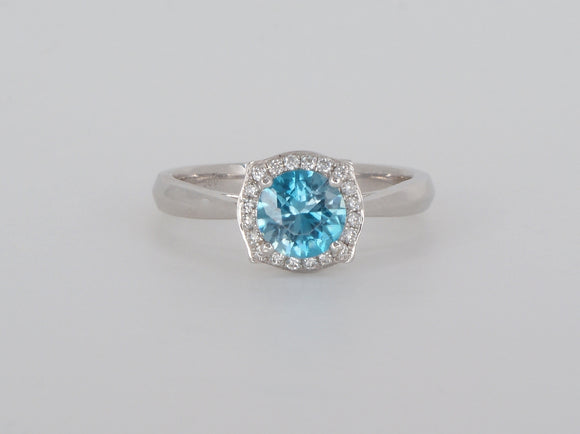 Blue Zircon Diamond Ring Availabel at The Vault Fine Jewellery 
