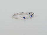 18K White Gold Blue Sapphire & Diamond Stackable Ring