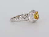14K White Gold Yellow Sapphire & Diamond Ring