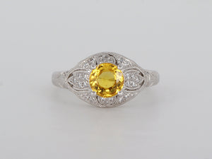 Yellow Sapphire Diamond 14k White Gold Ring Availabel at The Vault Fine Jewellery 