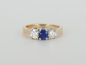 14k Yellow Gold Blue Sapphire Diamond Ring Availabel at The Vault Fine Jewellery 