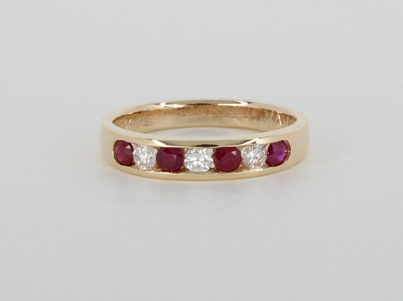 14k Yellow Gold Ruby Diamond Ring Availabel at The Vault Fine Jewellery 