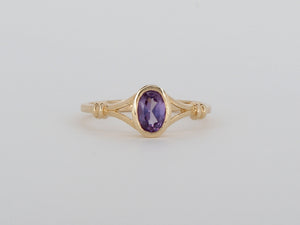 10k Yellow Gold Synthetic Amethyst Stuller Ring Availabel at The Vault Fine Jewellery 