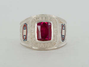 Sterling Silver Montreal Canadiens  Red Chrystal Ring Availabel at The Vault Fine Jewellery 