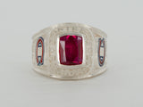 Sterling Silver Montreal Canadiens  Red Chrystal Ring Availabel at The Vault Fine Jewellery 