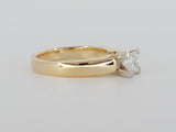 18K Yellow Gold Solitaire Princess Cut Diamond Ring