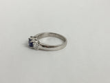 14K White Gold Blue Sapphire & Diamond Trinity Ring