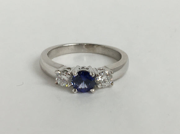 14k Blue Sapphire Ring White Gold Availabel at The Vault Fine Jewellery 
