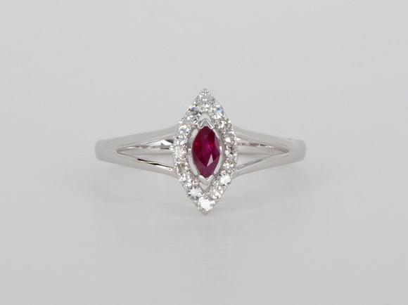 10k White Gold Ruby Diamond Ring Availabel at The Vault Fine Jewellery 