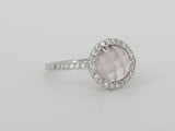 Sterling Silver Rose Quartz & CZ Ring by Miss Mimi